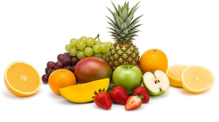 fruits on white background