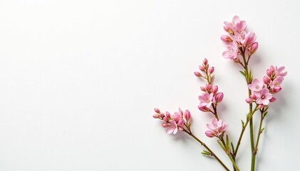 Fototapeta premium Delicate, small-scale floral sprigs on white background, summer, white, art