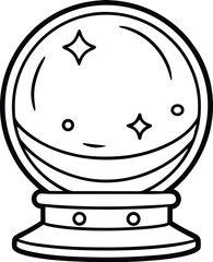 Mystical Crystal Ball Line Art Minimal Halloween Design