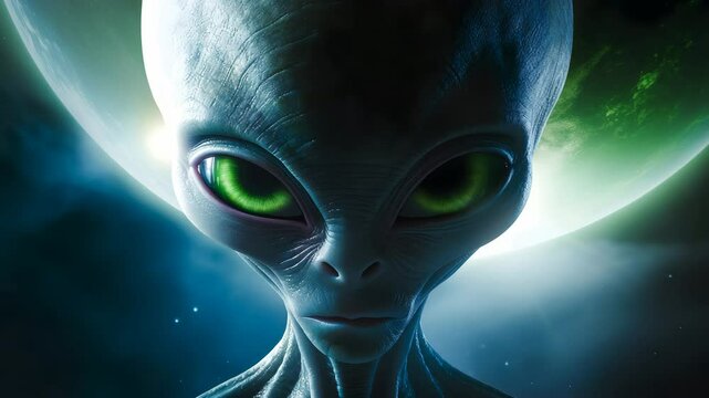 緑色の目の宇宙人のイメージ