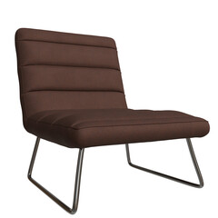 Modern brown upholstered accent chair with sleek metal legs