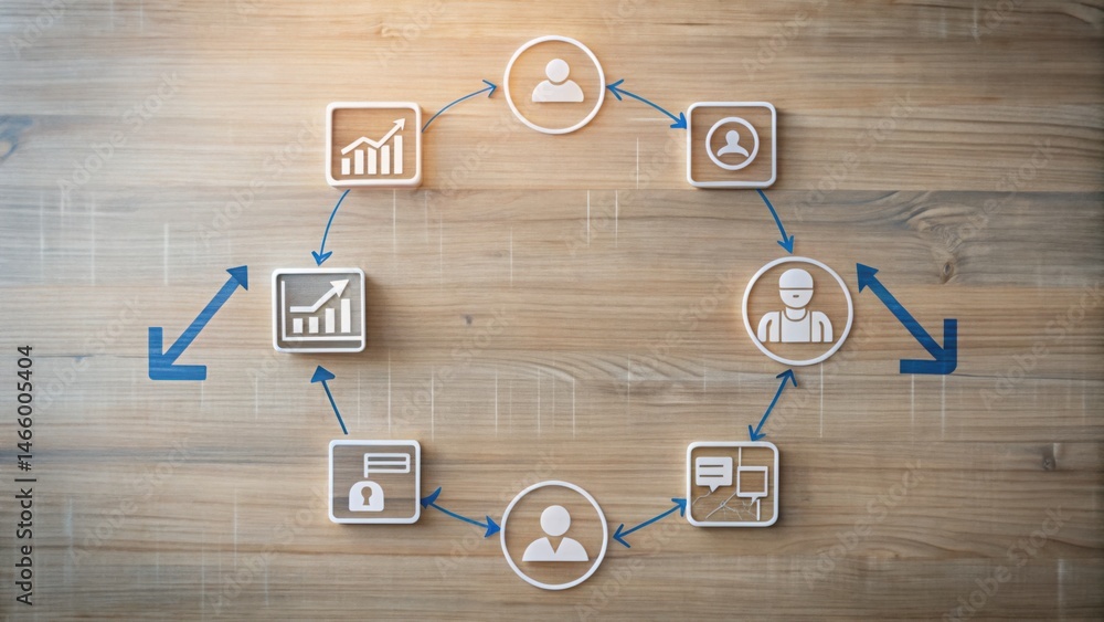 Aufkleber realistic icons depicting a cycle process with showing rumor insights