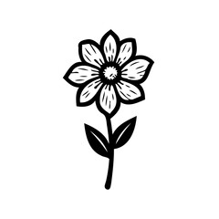 Elegant Monochrome Flower Illustration: A Minimalist Floral Graphic with Distinct Petals