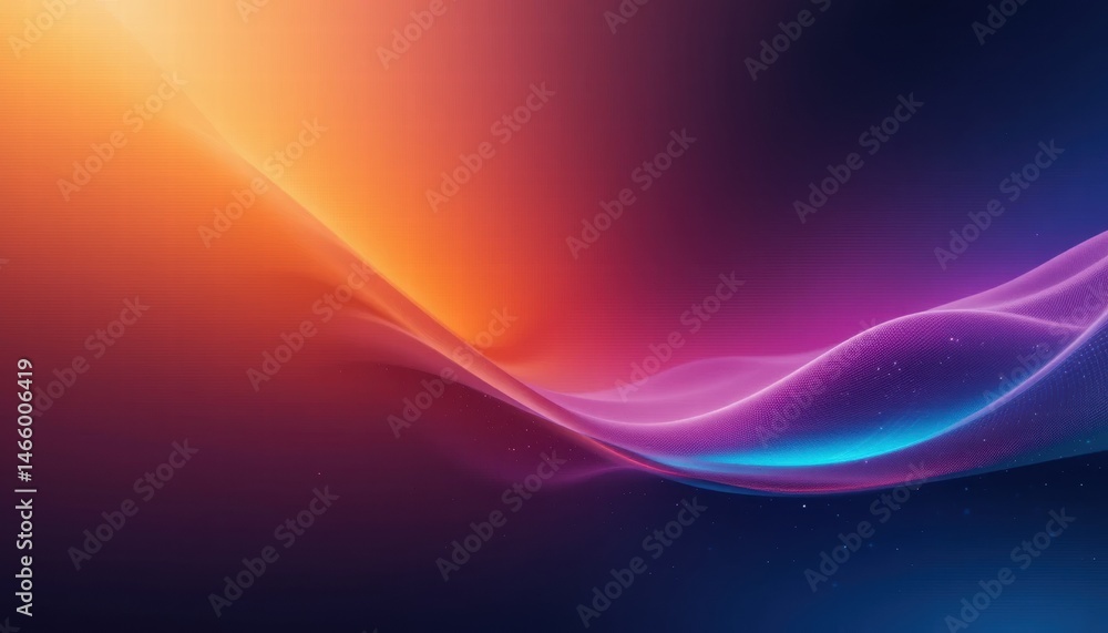 Poster vibrant abstract waves of colorful light flowing through a gradual transition from warm to cool tone