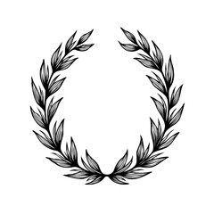 Elegant botanical wreath illustration in monochrome for decorative purposes and design