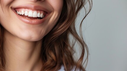 closeup happy woman smiling with her white teeth