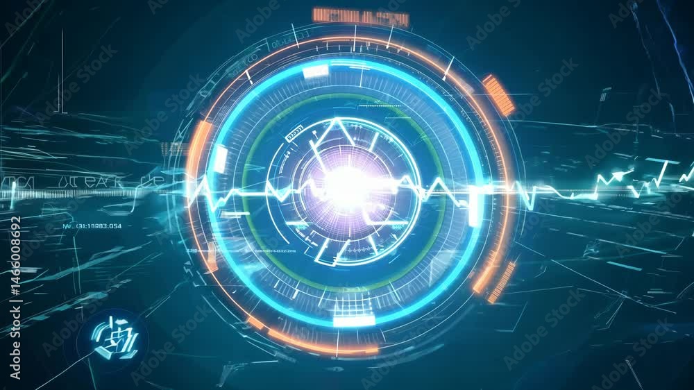 Poster futuristic hud element with data visualizations - 4k.