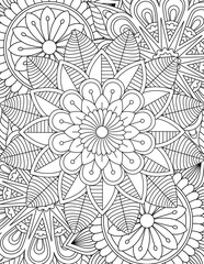 Fototapeta premium Flower Adult Coloring Books cover Pages