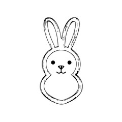 Cute Bunny Line Drawing – Minimalist Black and White Rabbit Illustration