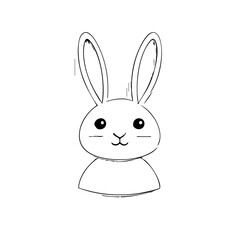 Cute Bunny Line Drawing – Minimalist Black and White Rabbit Illustration