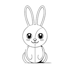 Cute Bunny Line Drawing – Minimalist Black and White Rabbit Illustration