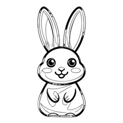 Cute Bunny Line Drawing – Minimalist Black and White Rabbit Illustration