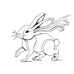 Cute Bunny Line Drawing – Minimalist Black and White Rabbit Illustration