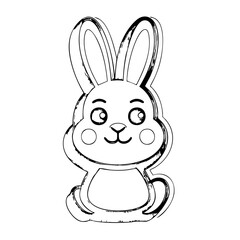 Cute Bunny Line Drawing – Minimalist Black and White Rabbit Illustration