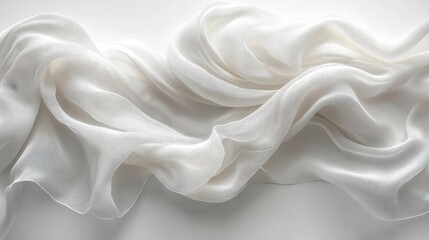 Fototapeta premium White silk or satin cloth waving on a isolated on transparent background