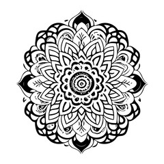 Delicate floral mandala illustration with artistic lines, creating a simple symmetrical design