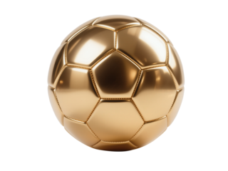 Golden Soccer Ball Metallic Texture isolated on Transparent background