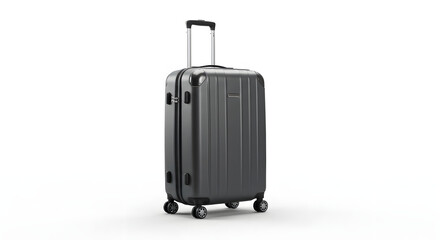 Sleek Dark Grey Carry-On Suitcase on White Background