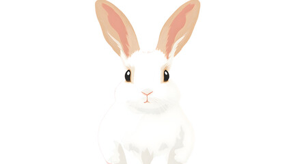 Fototapeta premium An Adorable White Rabbit Sitting Alertly with Perky Ears Ready to Hop Away