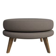 Gray upholstered ottoman with wooden legs