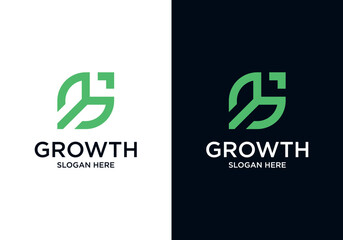 Modern growth logo design icon. Abstract arrow with diagram financial logo symbol design template