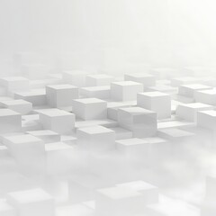 Abstract White Cubes, Soft Light, 3D Render