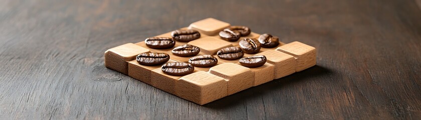 Coffee beans arrangement kitchen table food art modern home aesthetic perspective creative design
