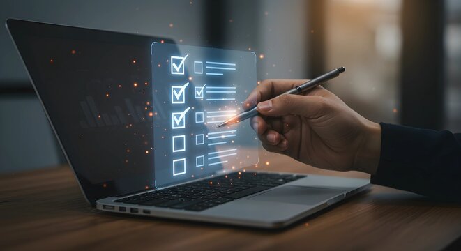 Checklist on Laptop Screen