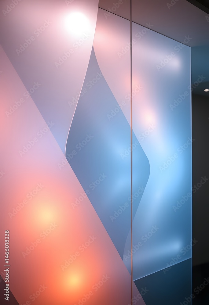 Leinwandbilder contemporary frosted glass, geometric designs with glowing light. sleek sharp angles offer modern st