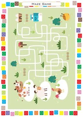 Worksheets for children – kids activity – maze game