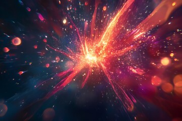 Fototapeta premium Abstract Red And Gold Light Burst Explosion