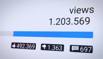 Illustration of a counter for views with like, dislike and comment counter - social media.