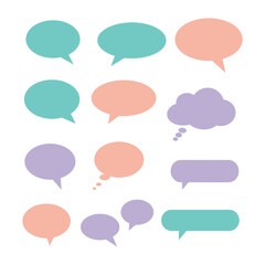 Set of Colorful Speech and Thought Bubbles - Vector Illustration