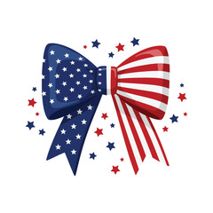 Obraz premium Patriotic USA Flag Bow with Red and Blue Stars American Independence Day Celebration Vector