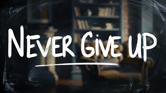Encouragement Never Giving Up Message Written on Glass Focus Pull