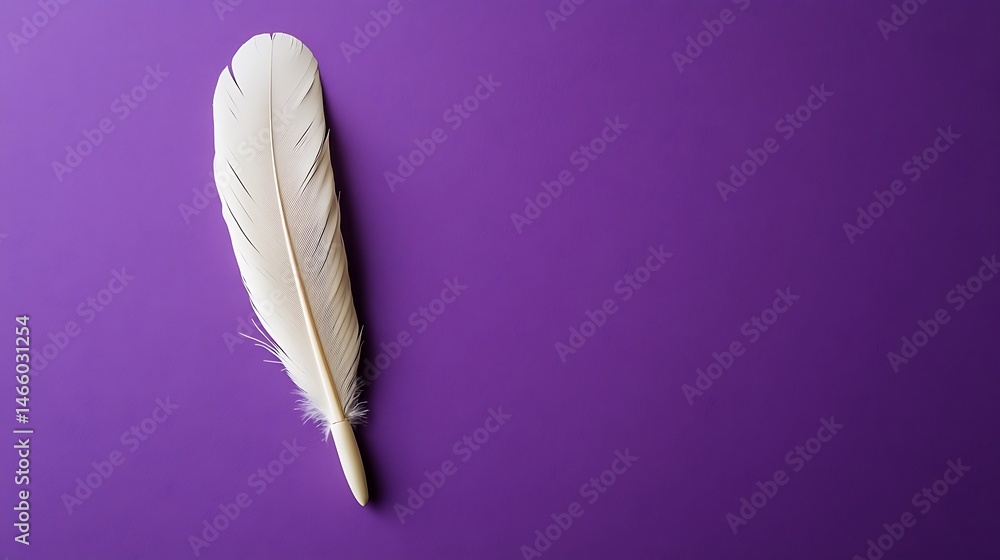 Poster Feather on a violet background simple
