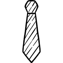 A minimalist black and white illustration of a tie. Suitable for use in various design projects, including business, formal wear, fashion, or apparel-related themes. Clean and versatile graphic