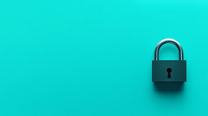 Padlock security on cyan minimal background
