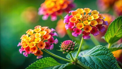 Florida Lantana Meadow Closeup - Minimalist Photography, Vibrant Wildflowers, Nature Bloom
