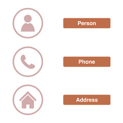 phone, people and address icons on transparent background