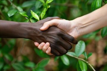 Supportive Handshake Symbolizing Unity and Diversity in Professional Collaboration