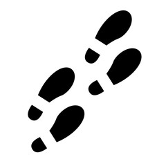 trail mark glyph icon with travel footstep direction