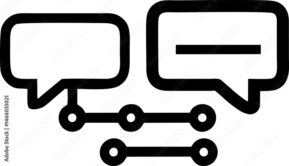 Poster linked speech bubbles symbolize conversation exchange