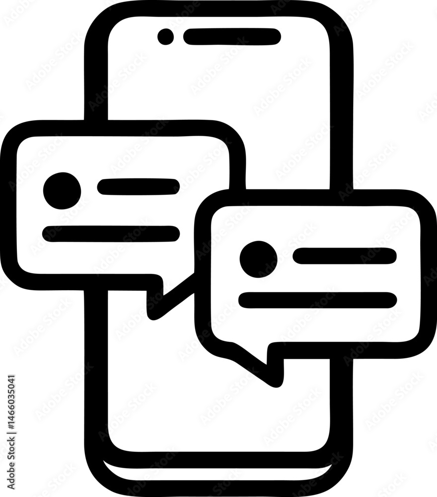 Poster mobile communication with message bubbles icon