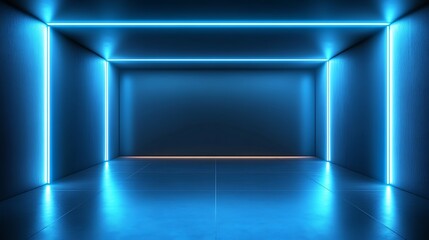 Empty neon blue room
