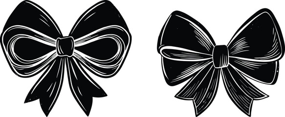 Black and White Ribbon Bows Design Elements
