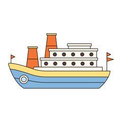 Obraz premium CRUISE SHIP vehicle icon doodle cute line illustration single symbol simple minimal clean flat transportation city doodle