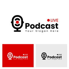 Clean and simple microphone logo with a 