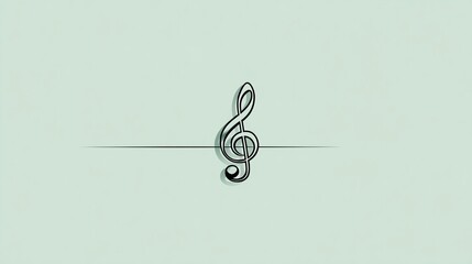 Minimalist design featuring a treble clef on a pale green background, suggesting simplicity, musicality and elegance, perfect for music-related designs or branding