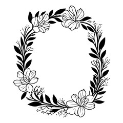 Elegant floral wreath illustration with delicate foliage and blossom design